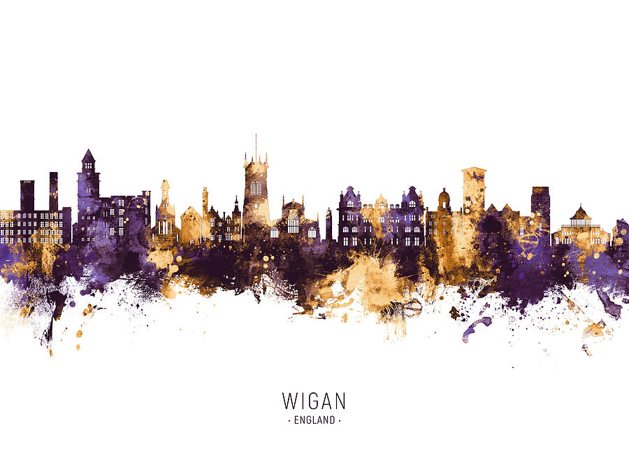 Wigan England Skyline #69 Digital Art by Michael Tompsett