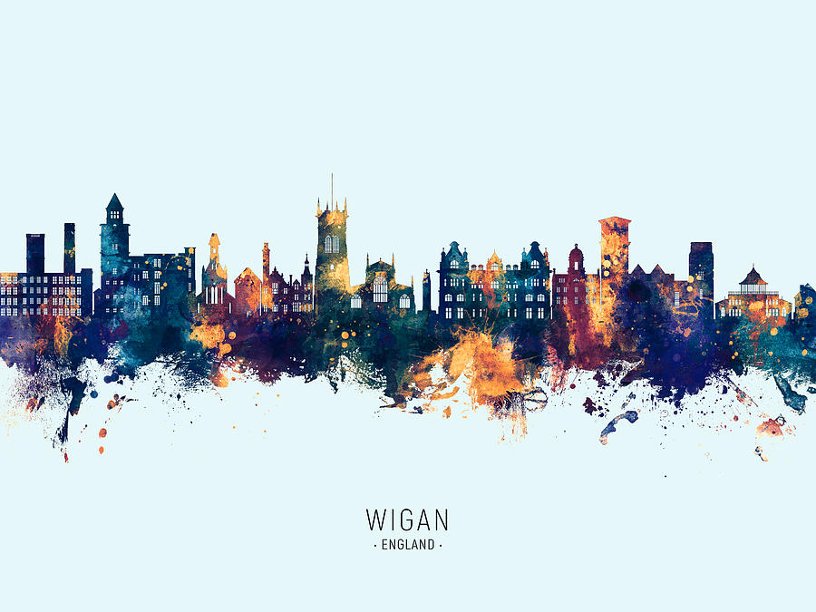 Wigan England Skyline #70 Digital Art by Michael Tompsett
