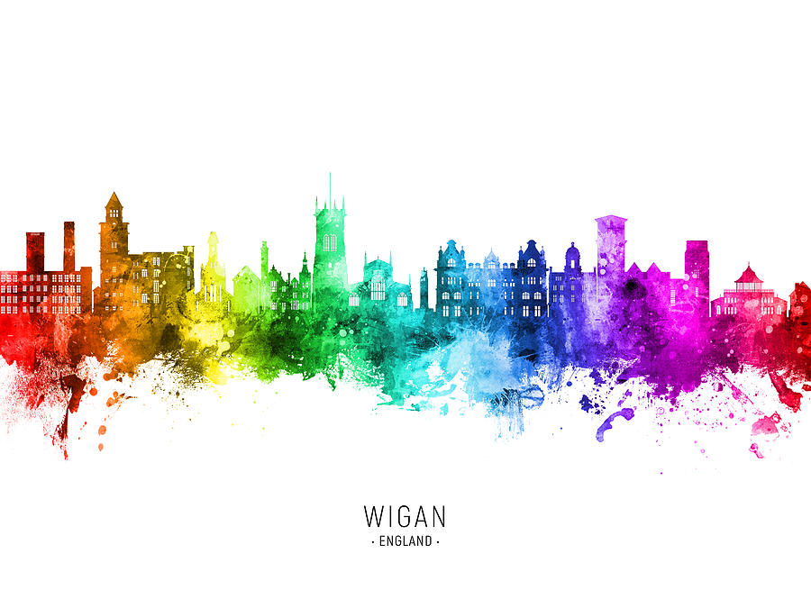 Wigan England Skyline #71 Digital Art by Michael Tompsett