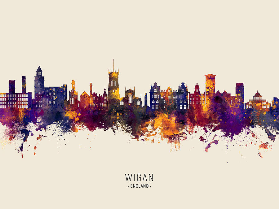 Wigan England Skyline #72 Digital Art by Michael Tompsett