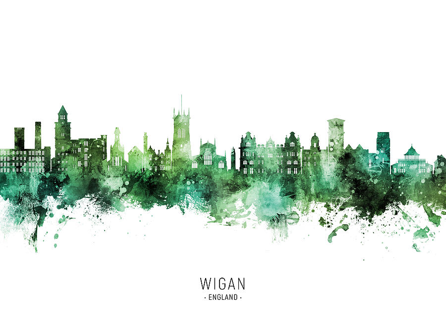 Wigan England Skyline #74 Digital Art by Michael Tompsett