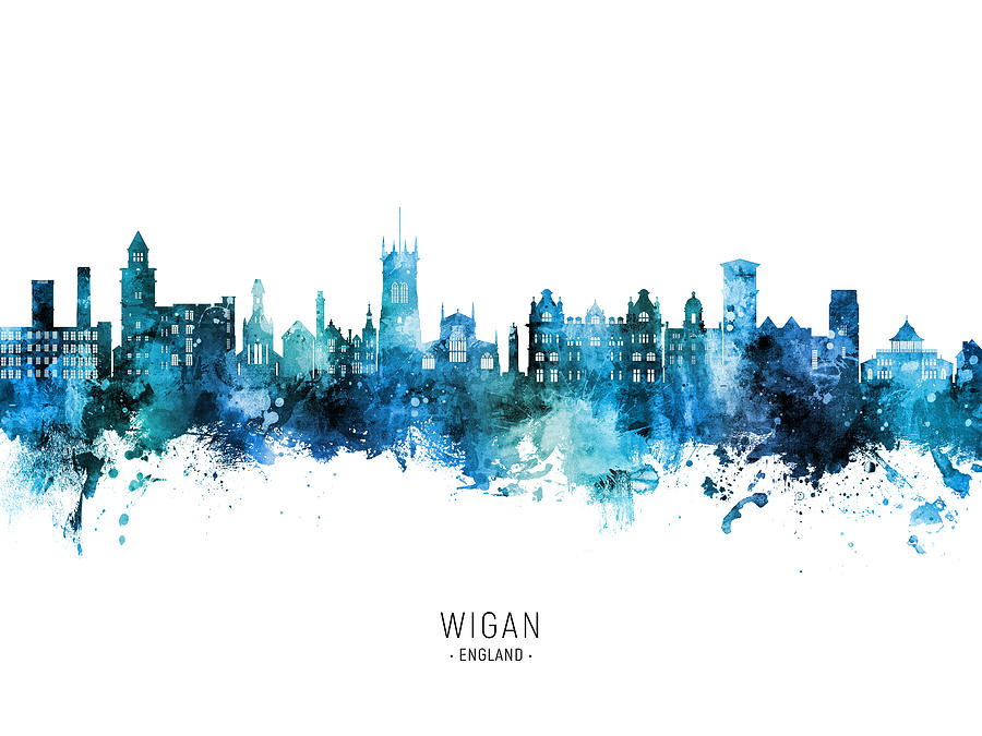 Wigan England Skyline #76 Digital Art by Michael Tompsett