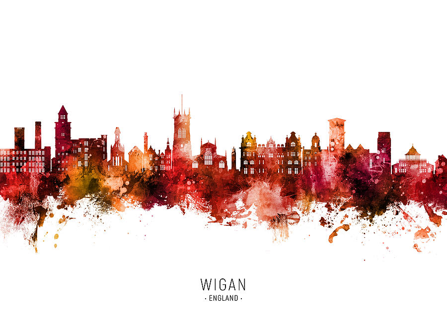 Wigan England Skyline #77 Digital Art by Michael Tompsett