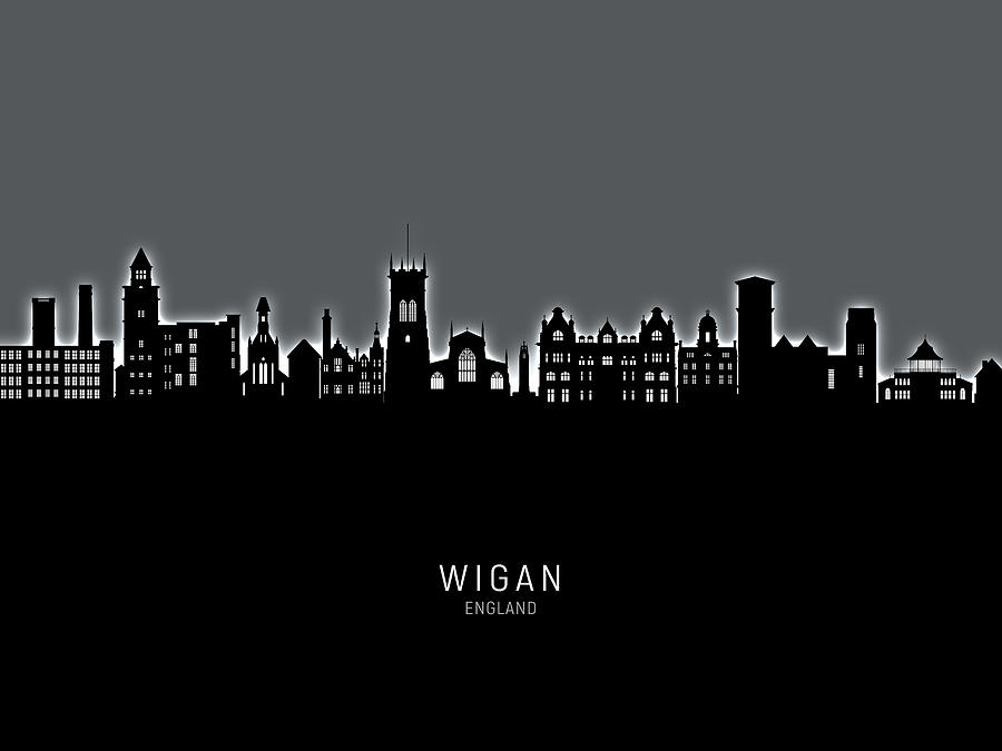Wigan England Skyline #81 Digital Art by Michael Tompsett