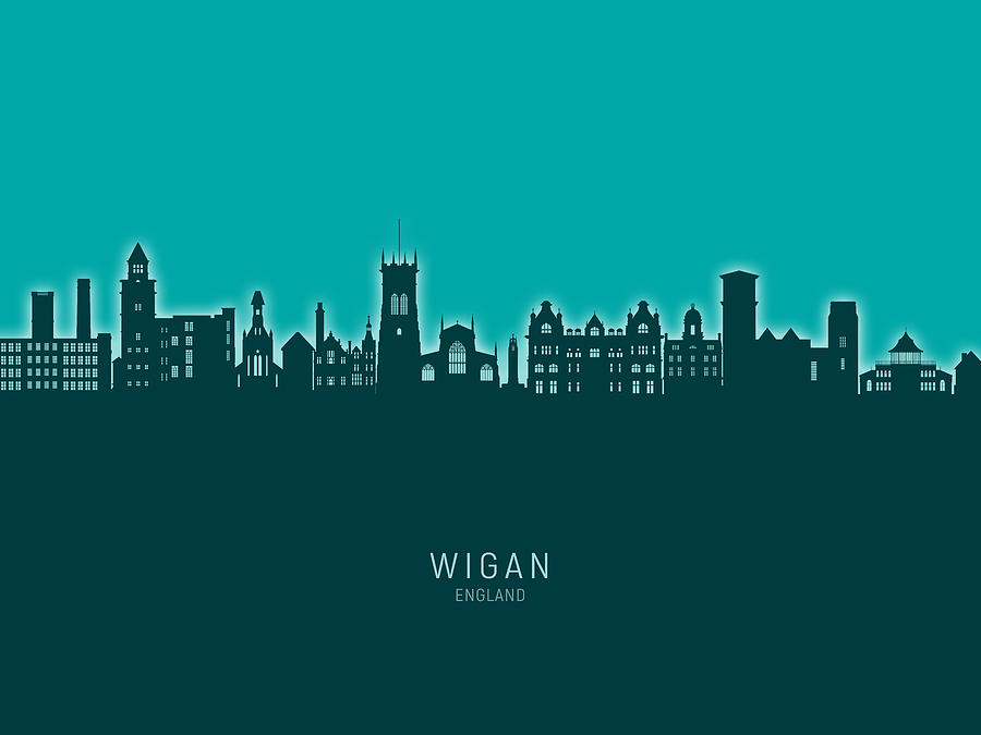 Wigan England Skyline #82 Digital Art by Michael Tompsett