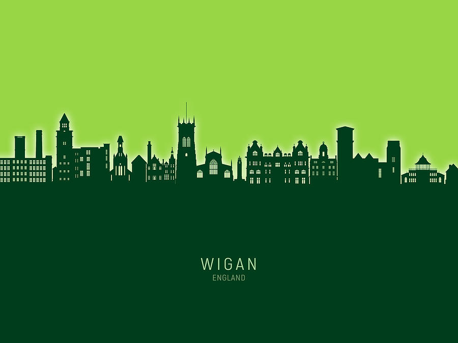 Wigan England Skyline #84 Digital Art by Michael Tompsett