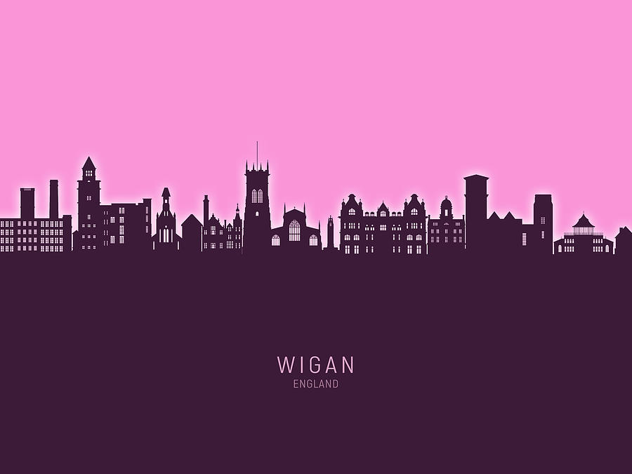 Wigan England Skyline #85 Digital Art by Michael Tompsett