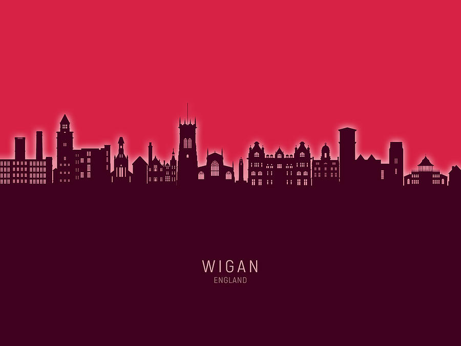 Wigan England Skyline #86 Digital Art by Michael Tompsett
