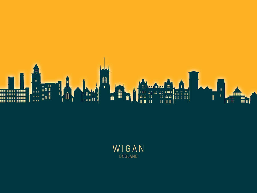 Wigan England Skyline #87 Digital Art by Michael Tompsett