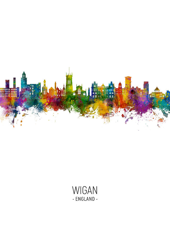 Wigan England Skyline #89 Digital Art by Michael Tompsett