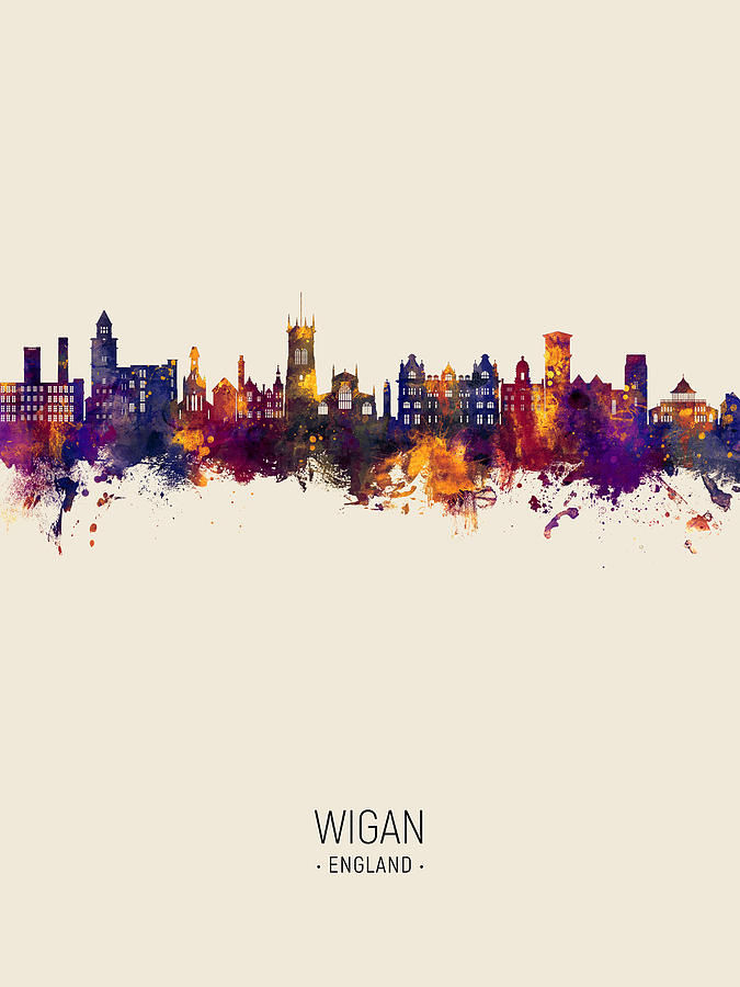 Wigan England Skyline #90 Digital Art by Michael Tompsett