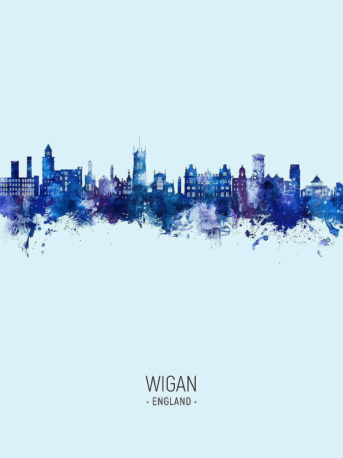 Wigan England Skyline #91 Digital Art by Michael Tompsett