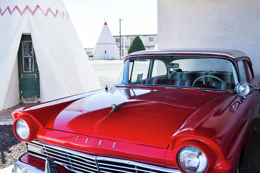 Wigwam Motel Route 66 Red Ford Photograph by Kyle Hanson