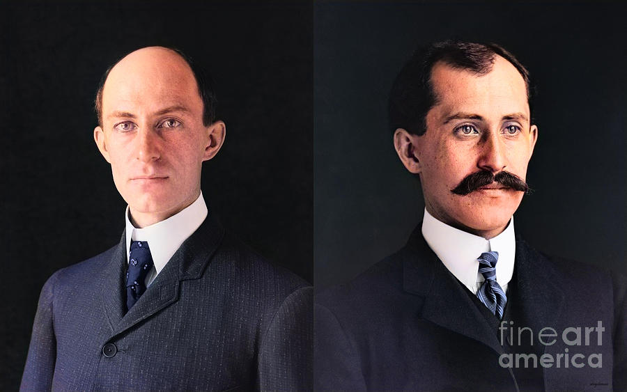 Wilbur and Orville Wright The Wright Brothers Aviation Pioneer History Colorized 20210428 Photograph by Wingsdomain Art and Photography
