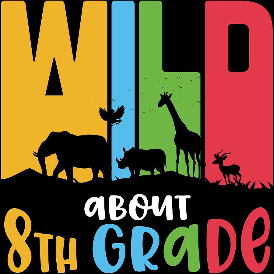 Wildlife Digital Art - Wild About 8th Grade by Sweet Birdie Studio