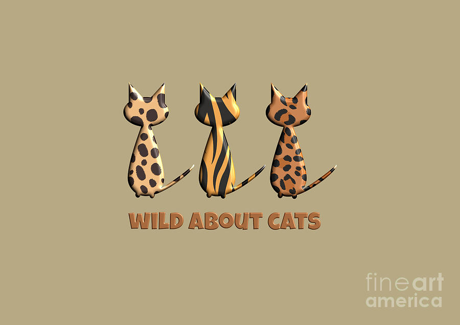Wild About Cats in Animal Print Digital Art by Barefoot Bodeez Art