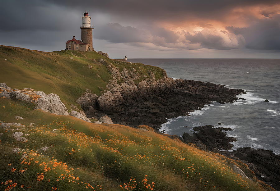 Wild and Free - Lighthouse Amongst Natures Beauty Digital Art by Russ Harris