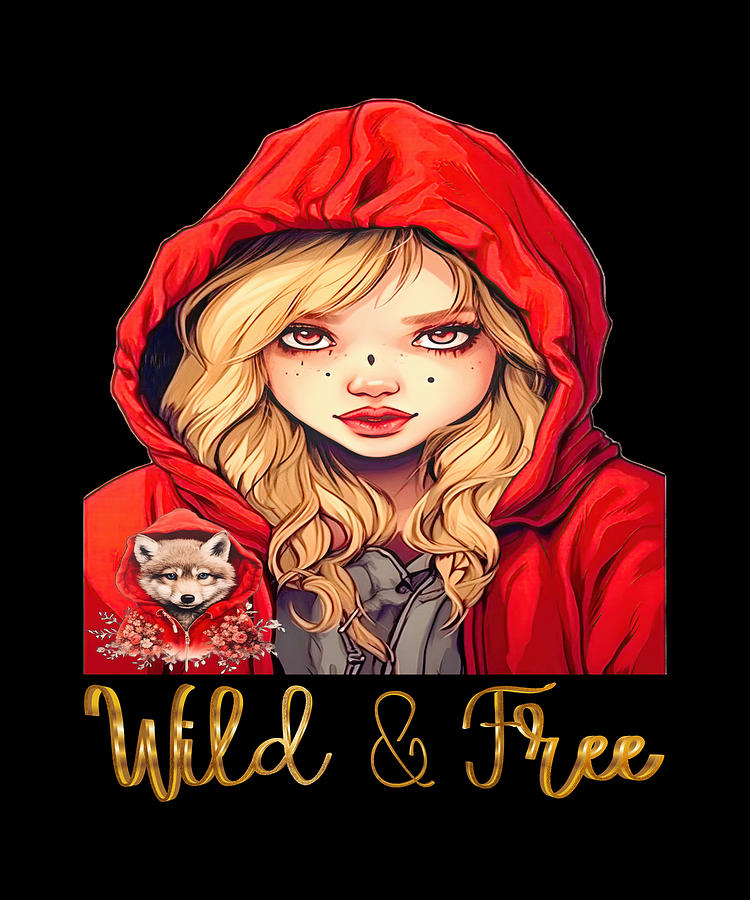 Wild and Free Red Hood Edition Digital Art by Lena Owens - OLena Art Vibrant Palette Knife and Graphic Design
