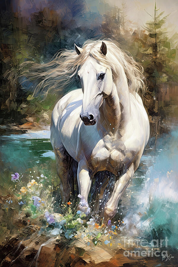 Yellowstone National Park Painting - Wild And Free Stallion 2 by Tina LeCour