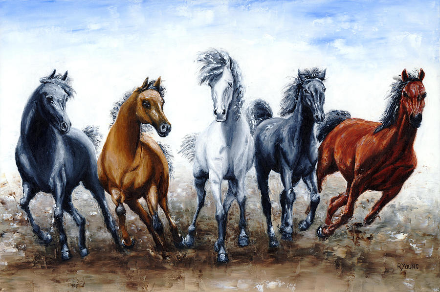 Wild Arabians Painting by Richard Young