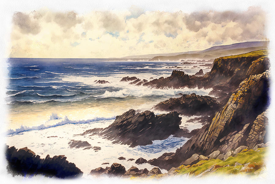 Wild Atlantc Coastline, County Mayo Painting