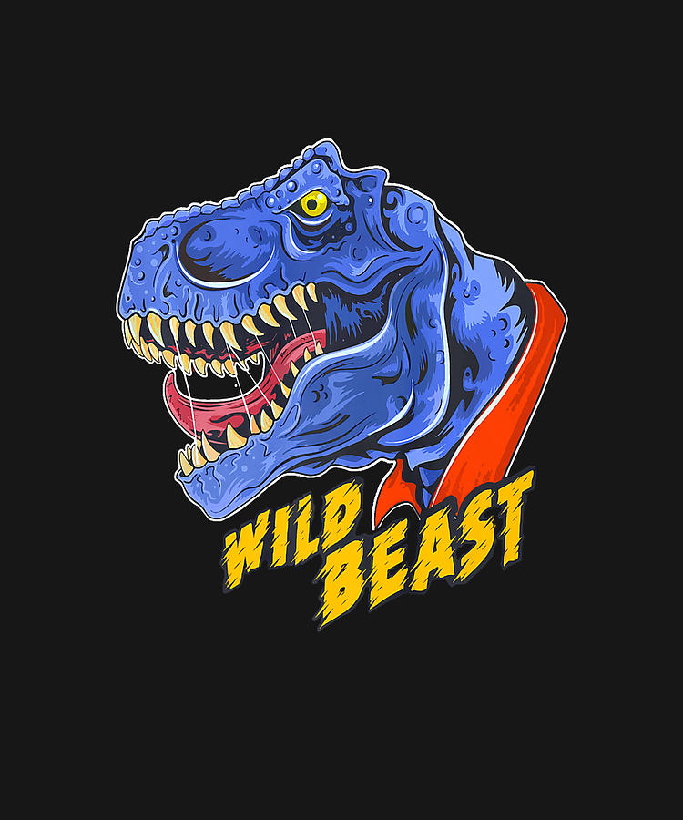 Wild Beast Dinosaur T rex Biggest Scary face Drawing by DHBubble - Fine ...