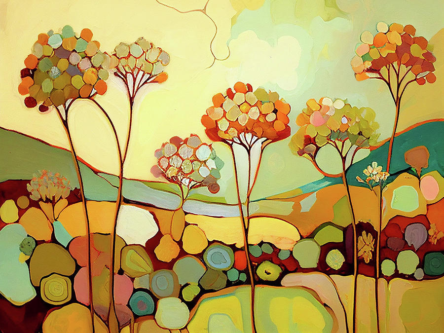 Flower Painting - Wild Begonia Landscape  by Naxart Studio
