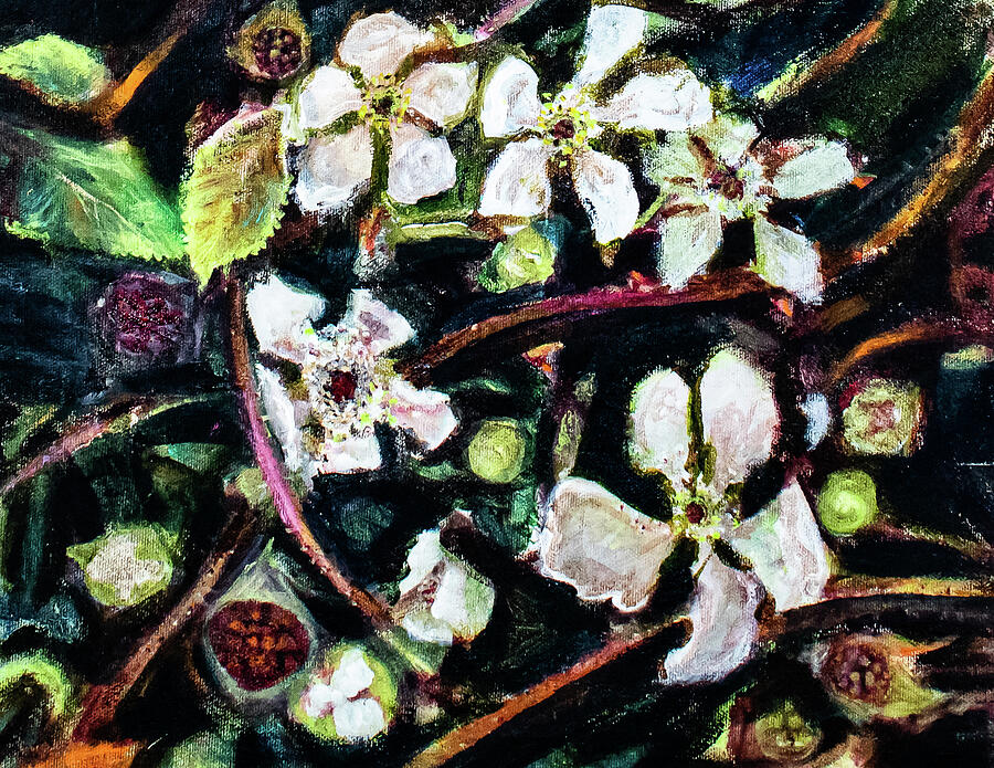 Wild Blackberry Vines Painting by Morri Sims Wild Blackberry Vines Painting by Morri Sims