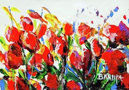 Flower Painting - Wild Blooms - Abstract by Bernadette Krupa