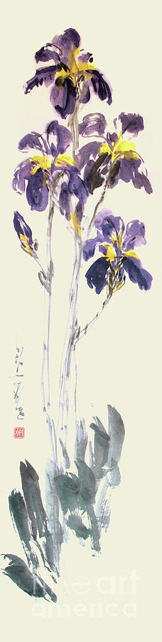 Wild Blue Iris in  Modern Expressive Brushstrokes Painting by Nadja Van Ghelue