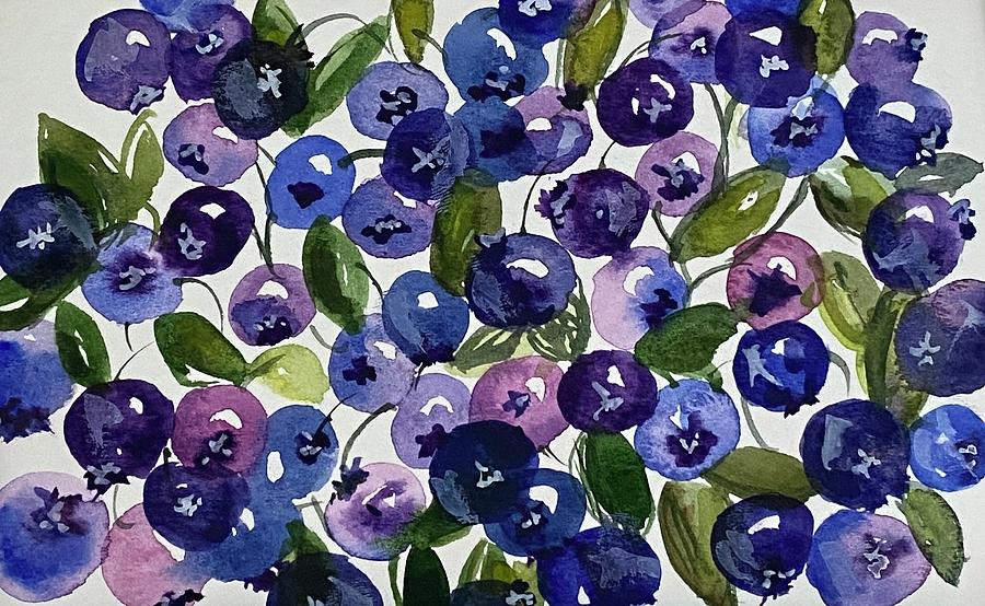 Wild Blueberries  Painting by Kellie Chasse