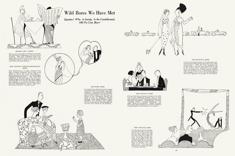 Wild Bores We Have Met. Art by Fish for Vanity Fair and High Society Drawing by Ikonographia - Anne Fish