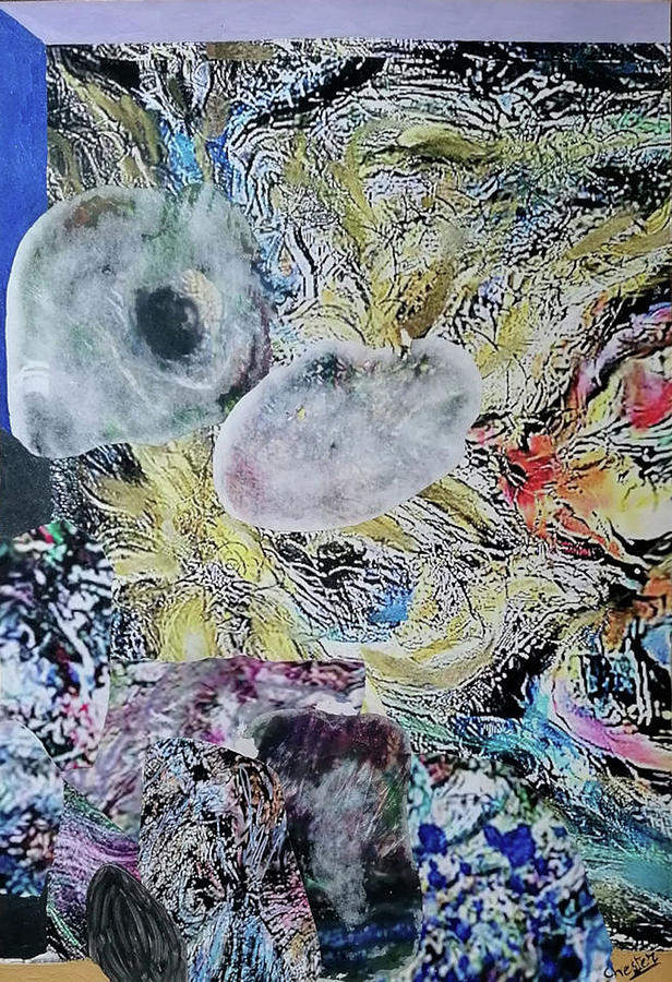 Wild cat is surprised before eating bird prey Mixed Media by Richard CHESTER