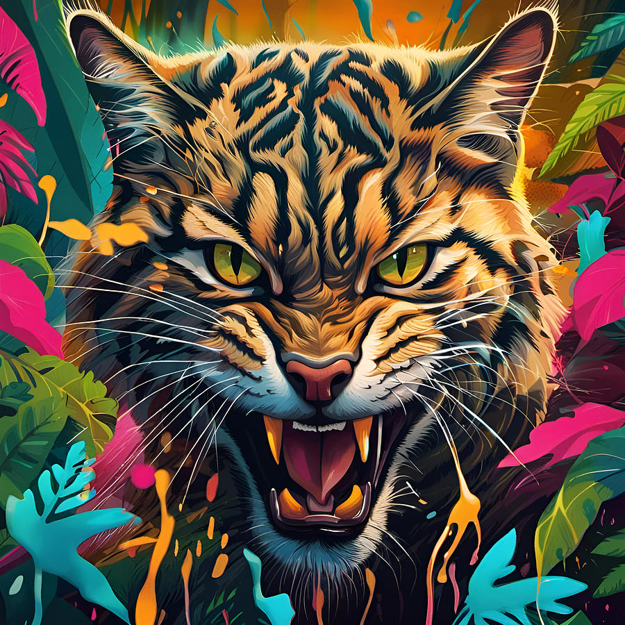 Wild Cat Digital Art by Jason Denis