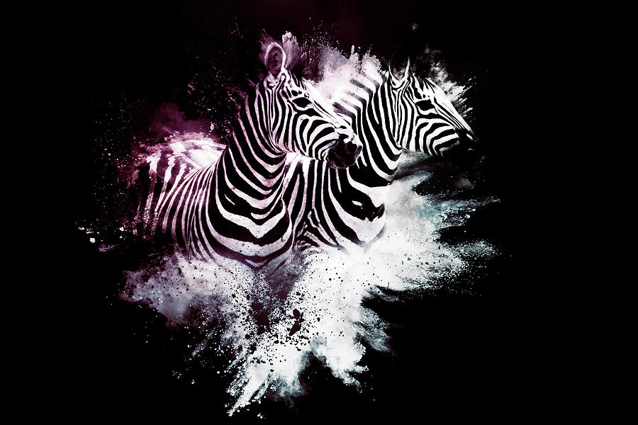 Wild Explosion Collection - The Zebras Mixed Media by Philippe HUGONNARD