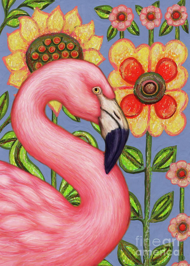 Wild Flamingo Floral Painting by Amy E Fraser