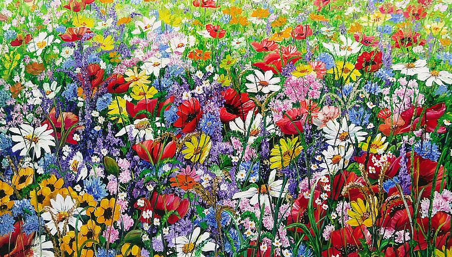 Wild Flower Meadow Painting by Karin  Dawn Kelshall- Best