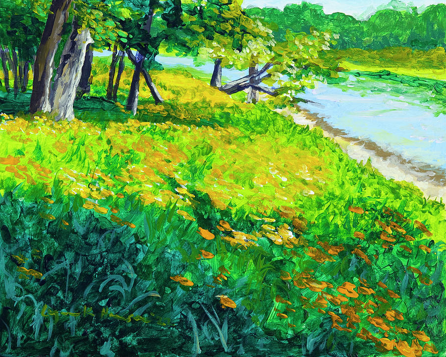 Wild Flowers on a Renewed Wetland Painting by Lynn Hansen