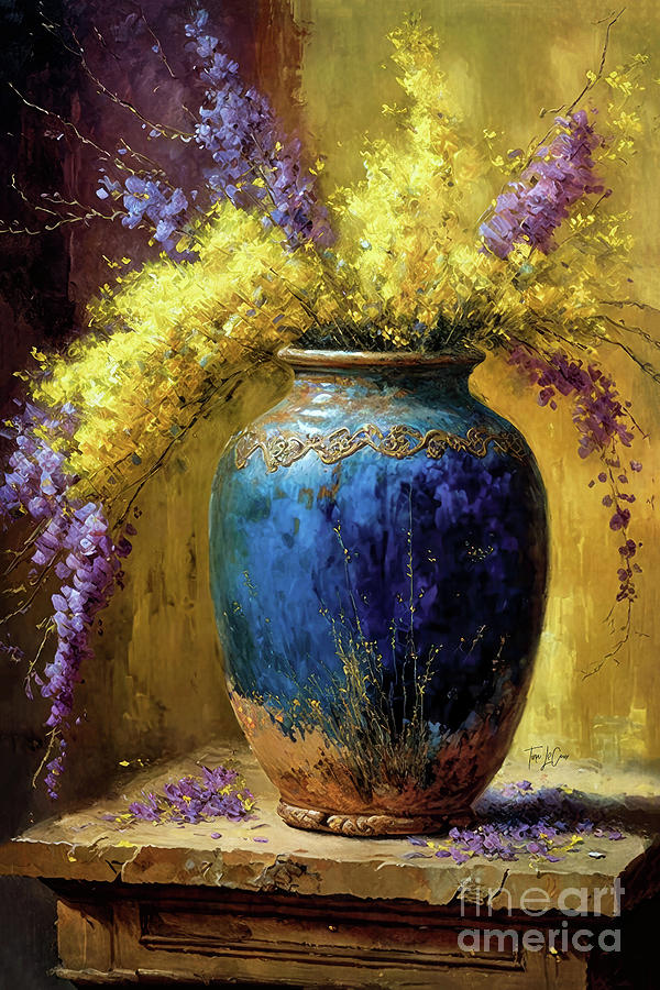 Wild Forsythia Flowers Painting by Tina LeCour