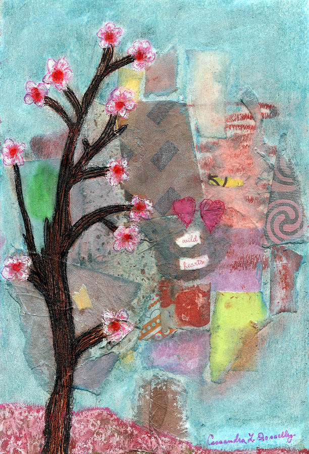 Cherry Blossom Mixed Media - Wild Hearts by Cassandra Donnelly
