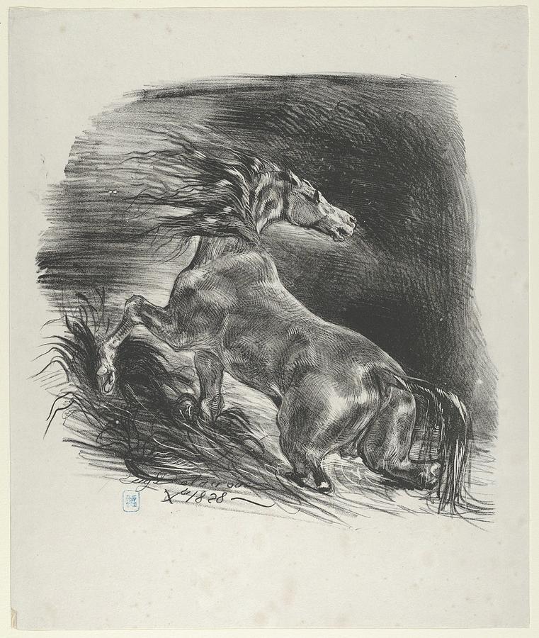 Tiger Attacking A Horse Painting By Ferdinand Victor Eugene Delacroix