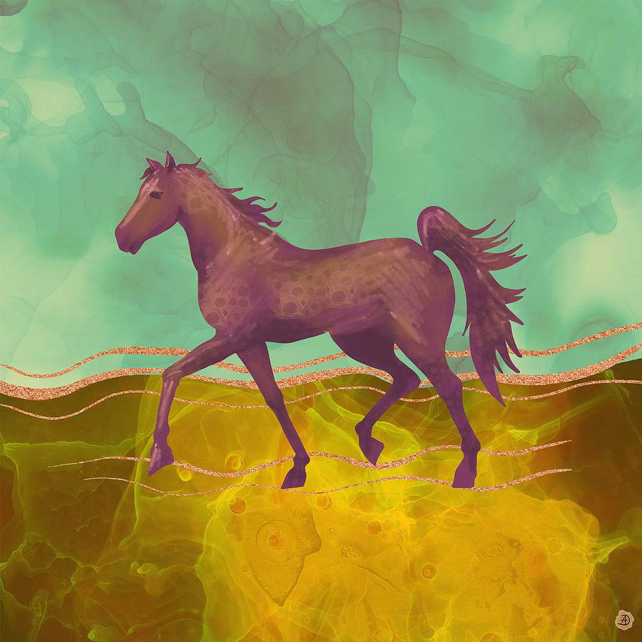 Wild Horse in the Burning Desert - Climate Change Awareness Digital Art by Andreea Dumez