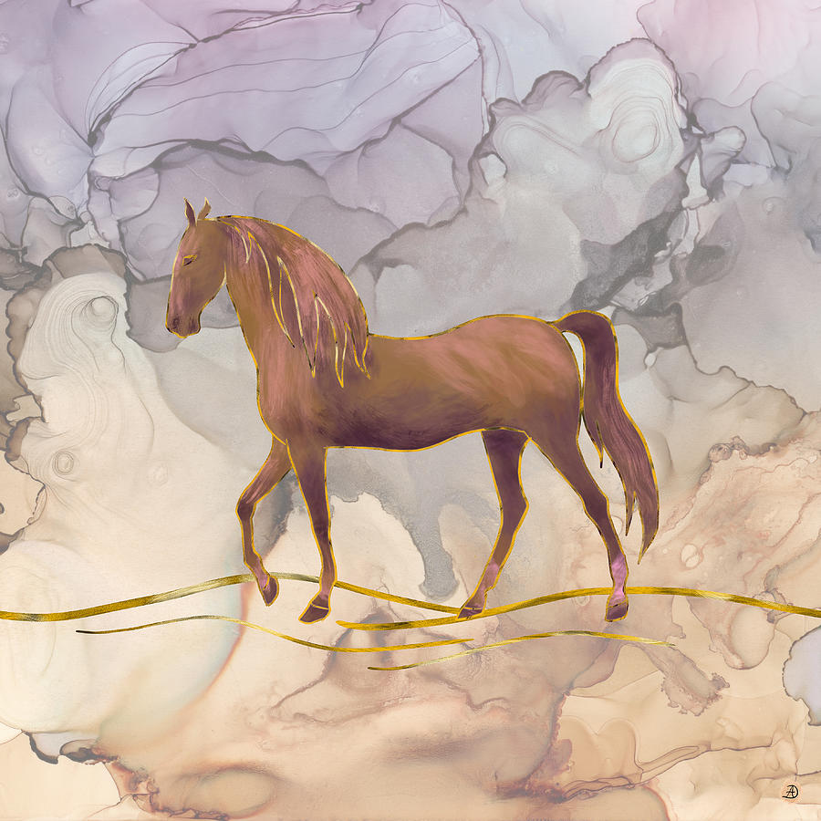Wild Horse Walking in the Desert Digital Art by Andreea Dumez