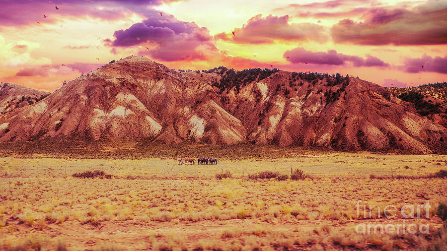 Yellowstone National Park Digital Art - Wild Horses by Anthony Ellis
