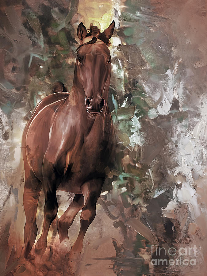 Horse Painting - Wild horses herd running 23 by Gull G