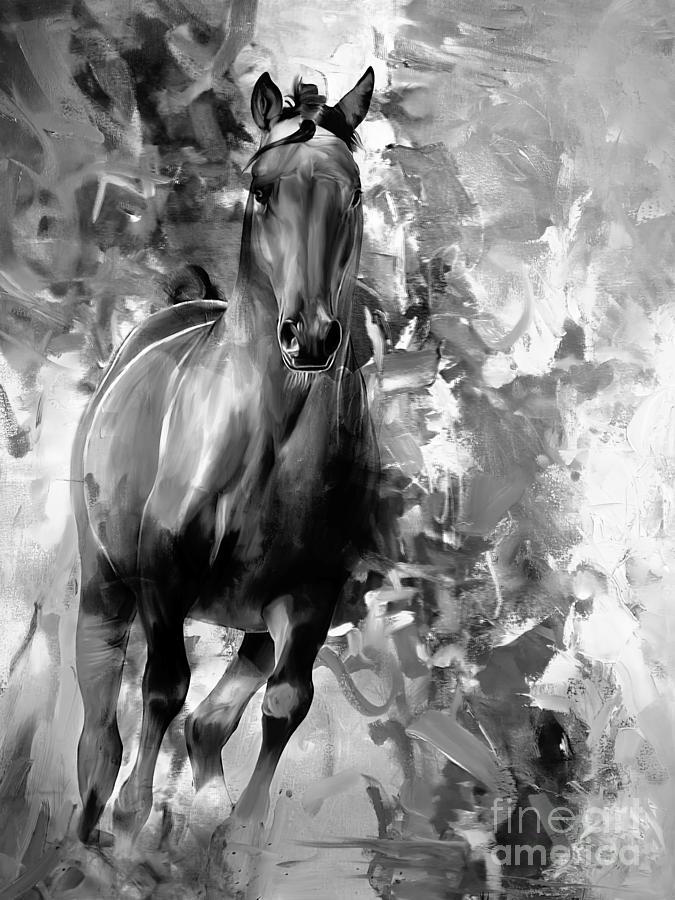 Horse Painting - Wild horses herd running by Gull G