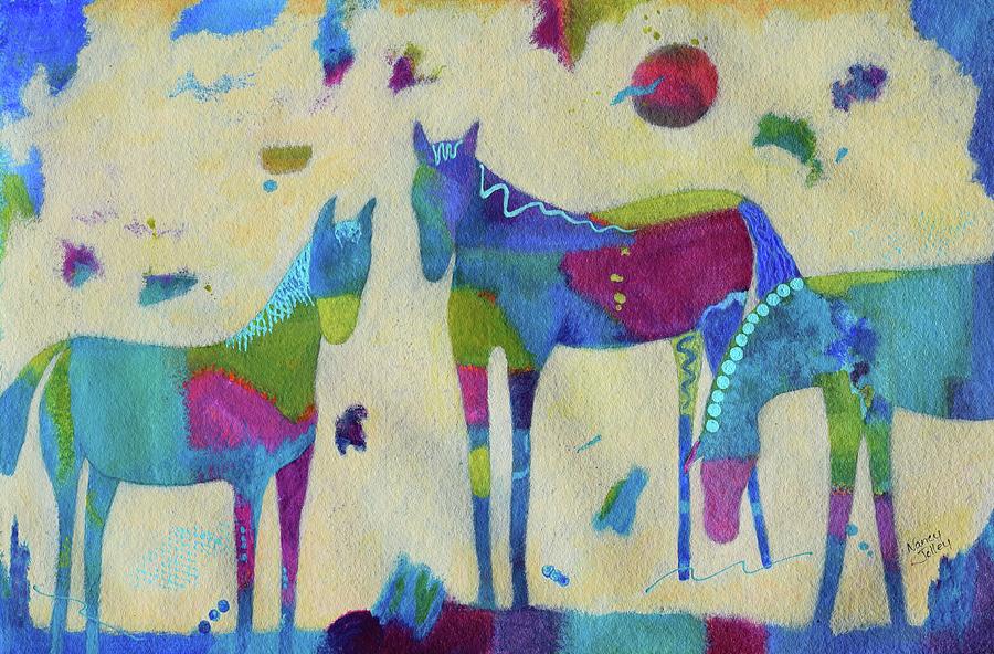 Wild Horses Painting by Nancy Jolley