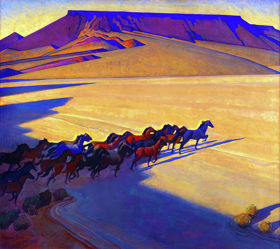 Horse Painting - Wild Horses, Nevada by Maynard Dixon