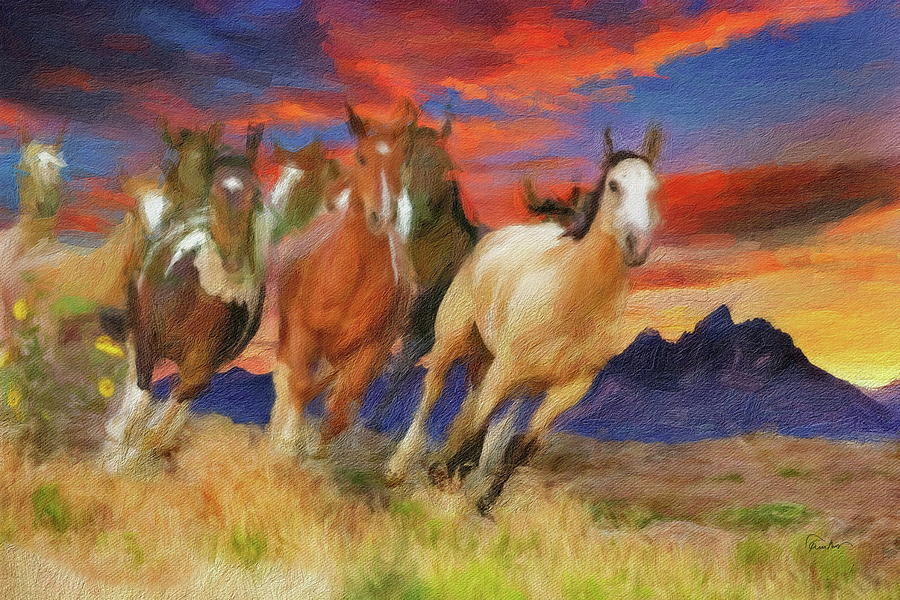 Wild Horses of Montana Digital Art by Russ Harris