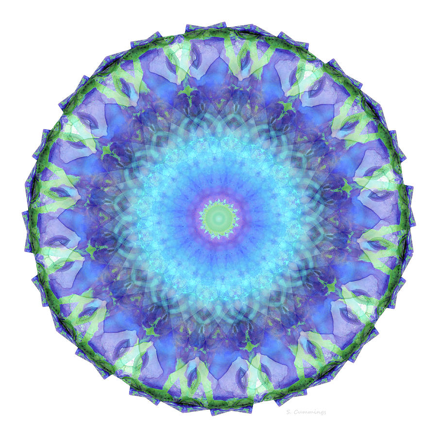 Wild Iris Mandala - Purple And Blue Art Painting by Sharon Cummings ...